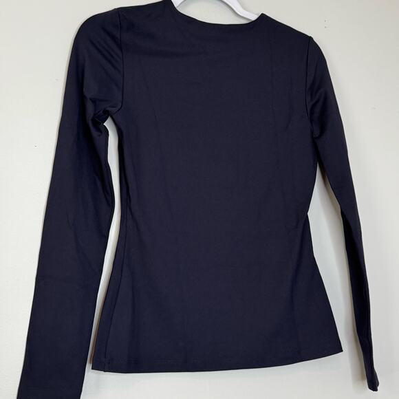 Susana Monaco Midnight Blue Crew Neck Long Sleeve Top NWT Size Small - Picture 4 of 9
